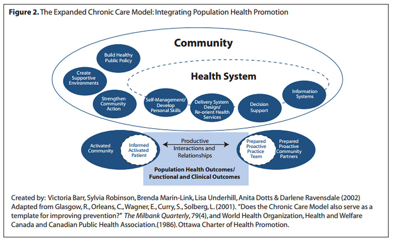 Abb. 1: Integrated Chronic Care-Model - ICCM (Quelle: Goodwin & Hildebrandt [IFIC], 2014)